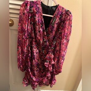 Express Floral Pink and Black Dress
